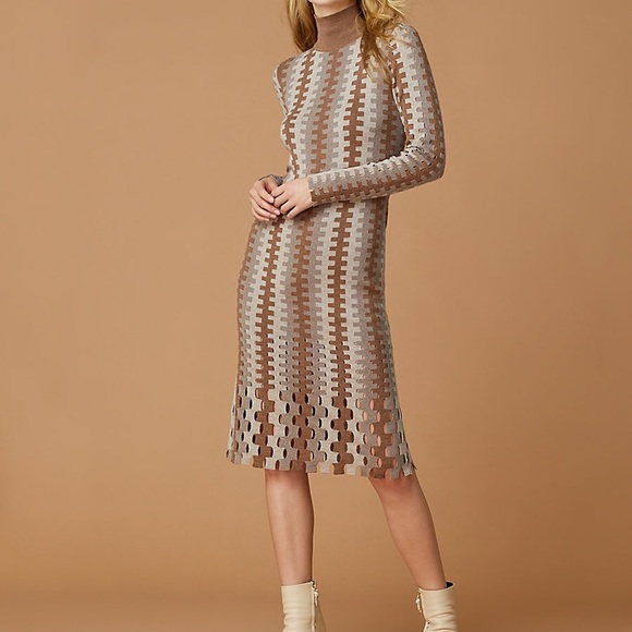 dvf turtleneck knit midi dress